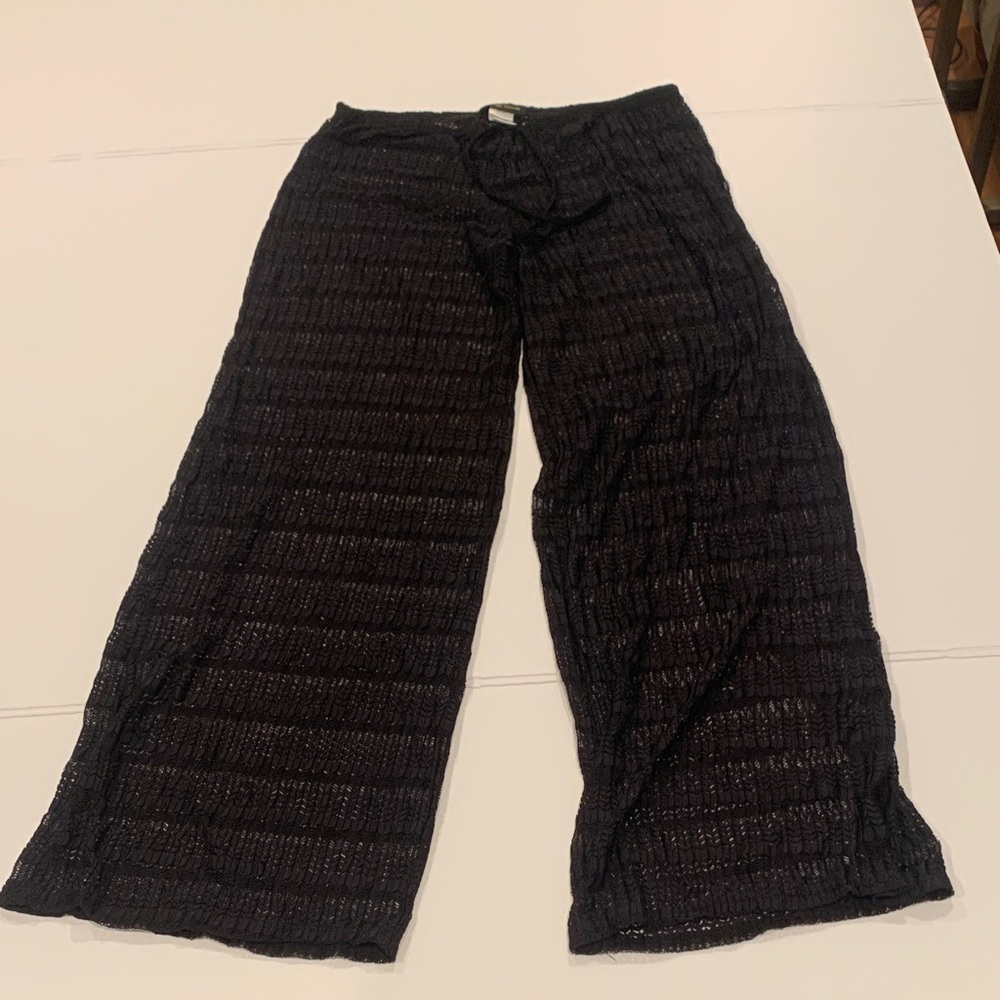 Jordan Taylor Women’s Medium Sexy Sheer Black Pull-On Swim Cover Beach Pants